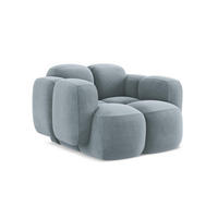 SESSEL Samt Stoff Blau - Schwarz/Hellblau, Holzwerkstoff/Kunststoff (120/72/115cm) - Makamii