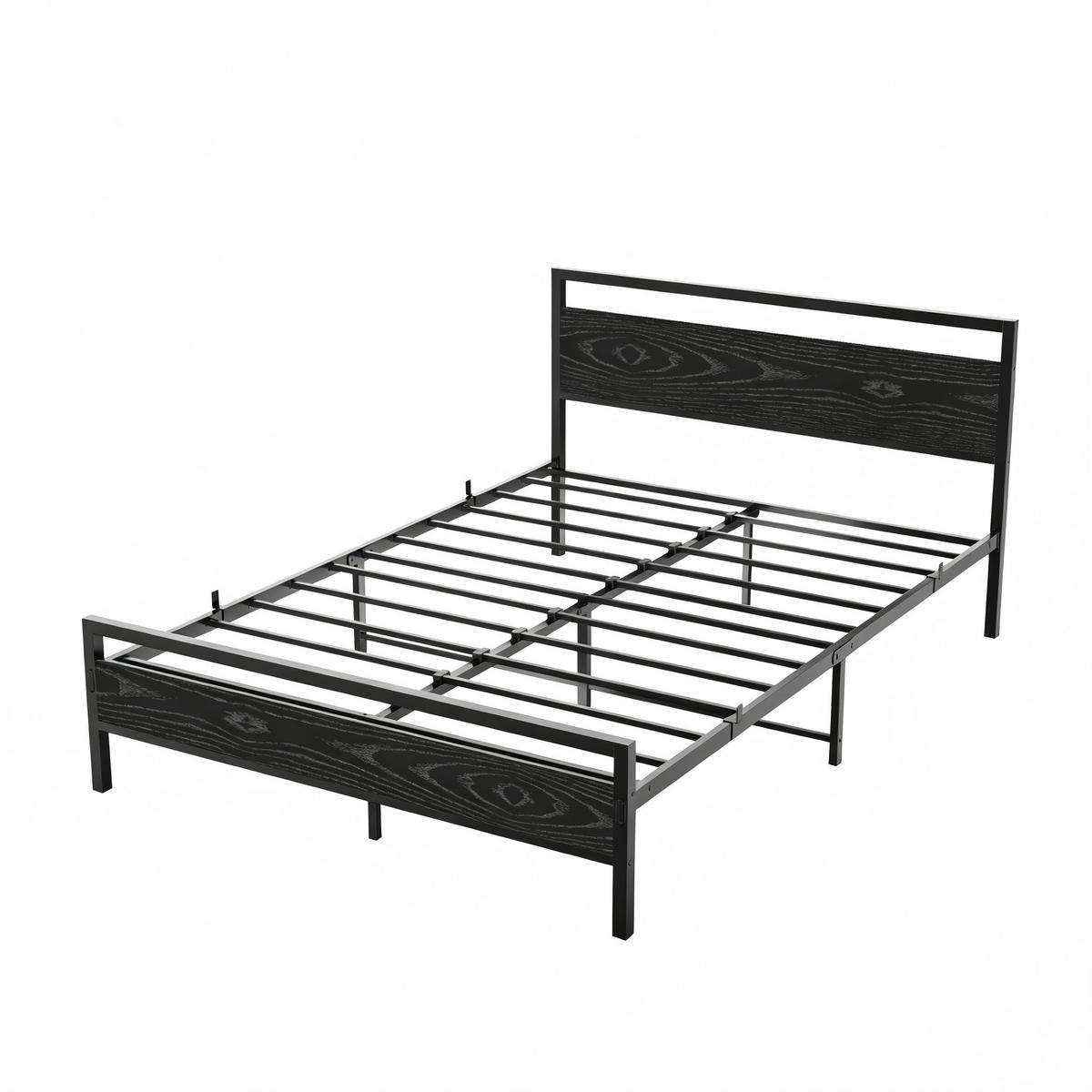METALLBETT 140/200 cm mit Lattenrost und MDF-Elementen, Schwarz - Schwarz, Metall (140/200cm) - Redom