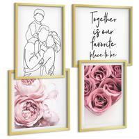 BILDER SET 4er Set - 50x50 cm & 40x60 cm Goldrahmen - Rosensträuße als Familienzeichnung - Goldfarben, Kunststoff (50/50cm) - TULUP