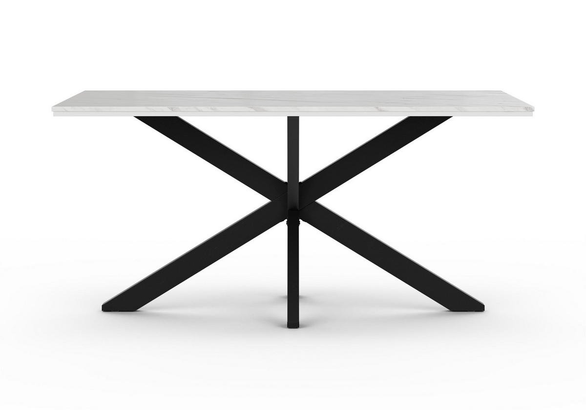 ESSTISCH 160 cm in Weißen Marmor-Optik - Weiß Hochglanz, Metall (90/160/77cm) - Home Collective