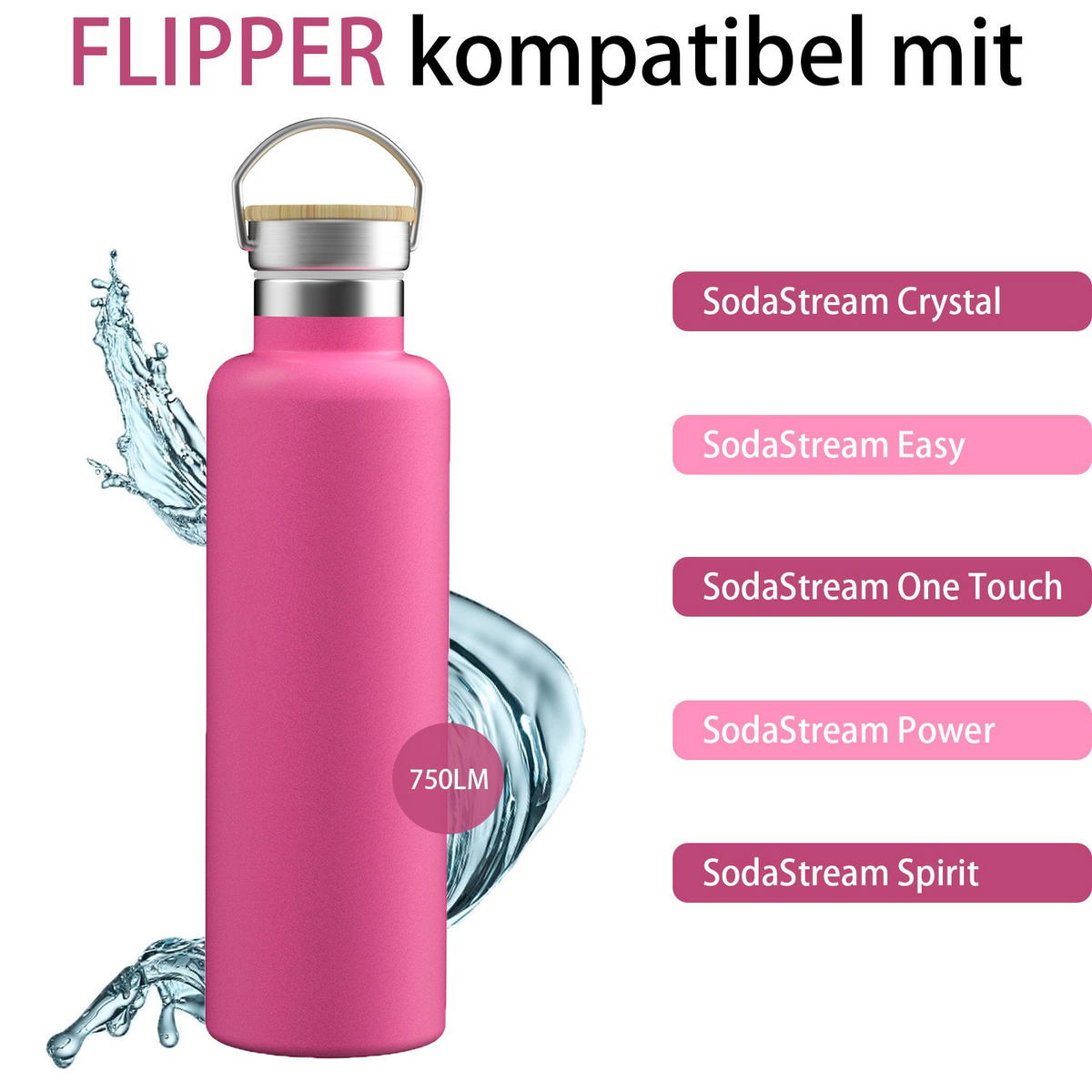 THERMOSFLASCHE Isolierkanne 750ml - Pink, Metall (0.75L) - Intirilife