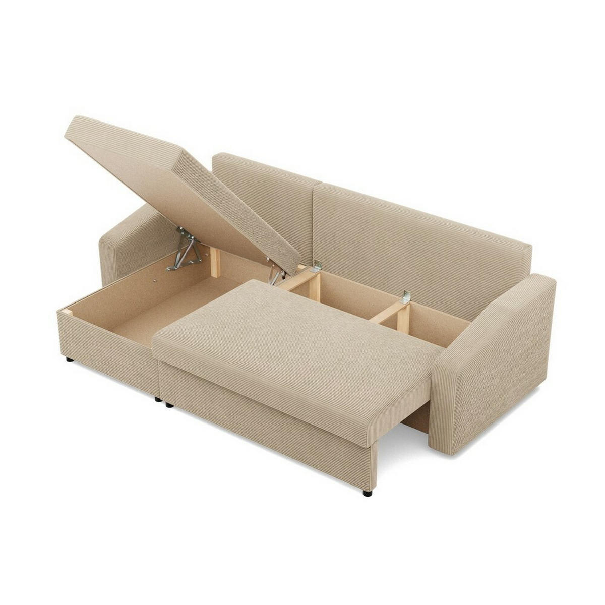 ECKSOFA Neo mit abgeschrägter Armlehnen beige - Beige, Textil (231/140cm) - SIMKAM Furniture