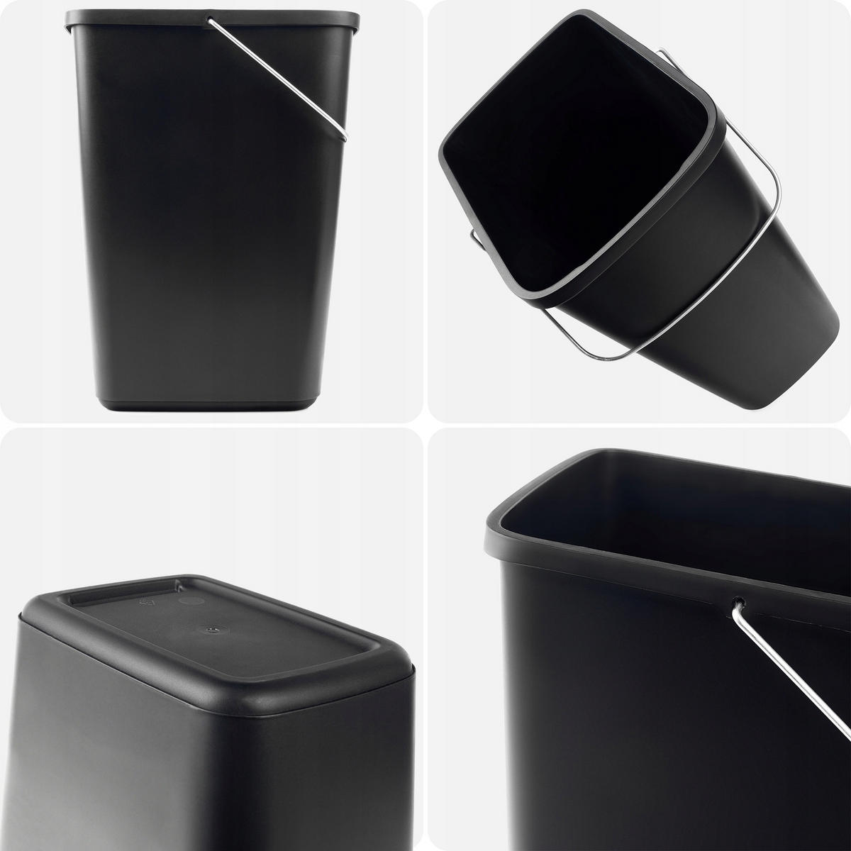 ABFALLBEHÄLTER, 12L, Schwarz - Schwarz, Kunststoff (18/34cm) - KADAX