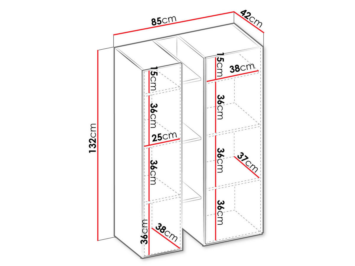 REGAL Sigma 2D SG04 - Kaschmir/Eichefarben, Holzwerkstoff (85/132/42cm) - MIRJAN24