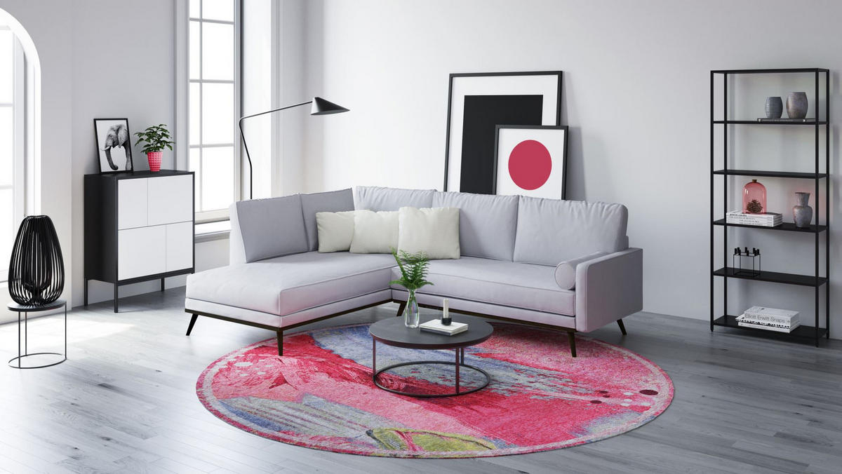 FLACHWEBETEPPICH Cosima 100x100 cm - Pink, Textil (100/100cm) - Gino Falcone