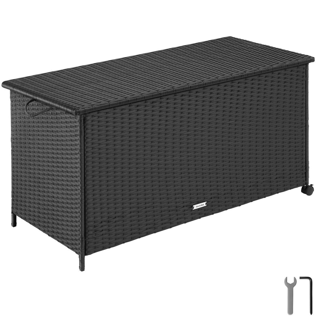 AUFLAGENBOX Kuusamo, 116 x 54 x 64 cm, schwarz - Schwarz, Kunststoff (116/64/54cm) - tectake