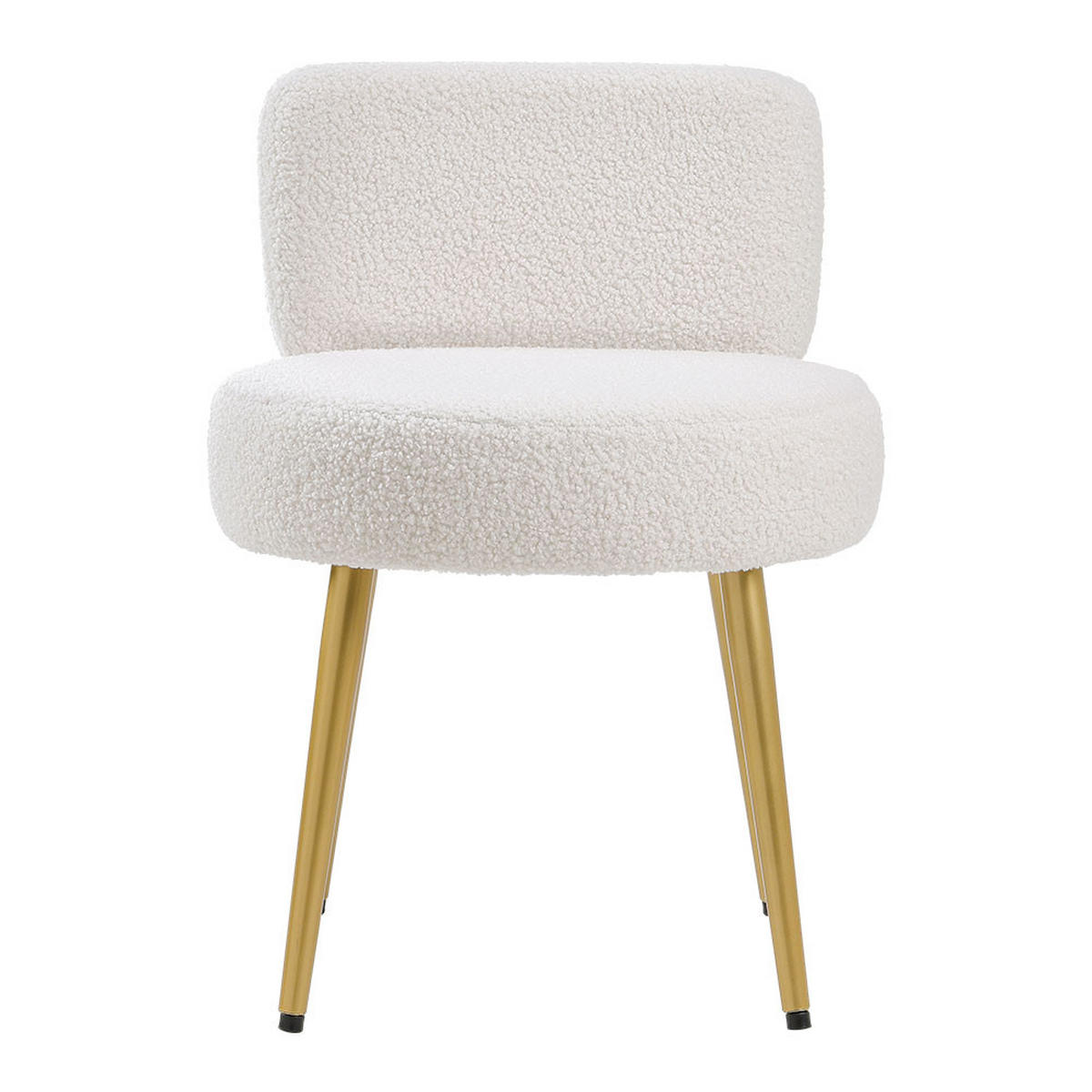 SCHMINKTISCHHOCKER 45/47/60 cm Rückenlehne Metallbeine Teddystoff Cremefarbe - Goldfarben/Creme, Textil/Metall (45/60/47cm) - Livingandhome
