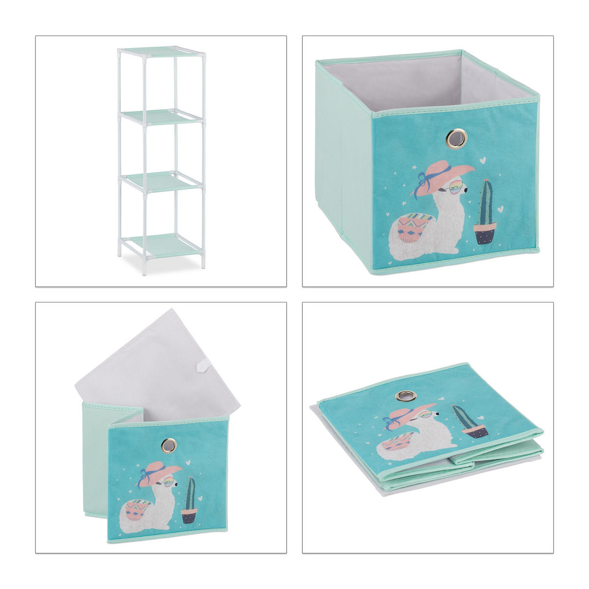 KINDERREGAL Lama - Multicolor, Kunststoff/Textil (27.5/89/30cm) - Relaxdays