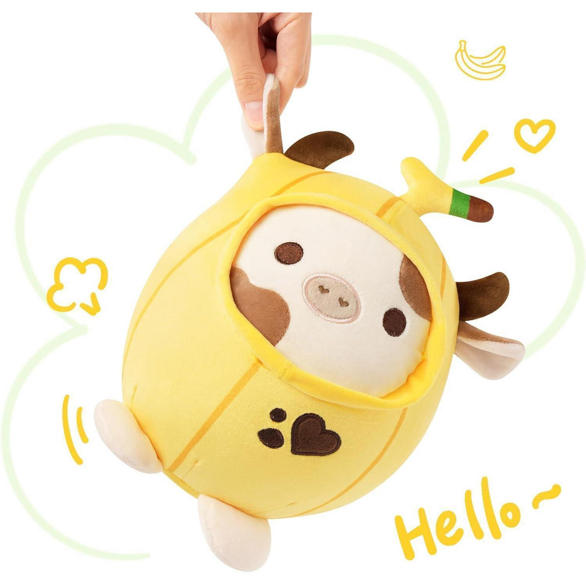 PLÜSCHTIER Kuh Gelb Banane 20 cm - Gelb, Textil (20/20cm)