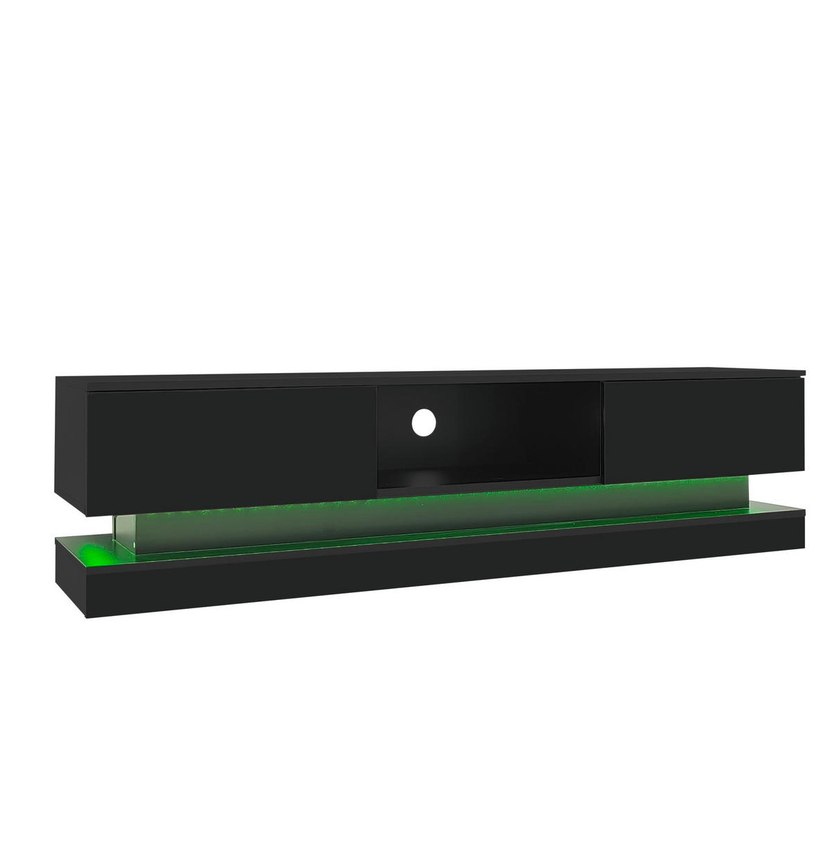 TV-LOWBOARD aus Spanplatte 160x35x40,5 cm Schwarz mit LED-Beleuchtung, 2 Schubladen und App-Steuerung - Schwarz, Holzwerkstoff (160/40.5/35cm) - IVMEU