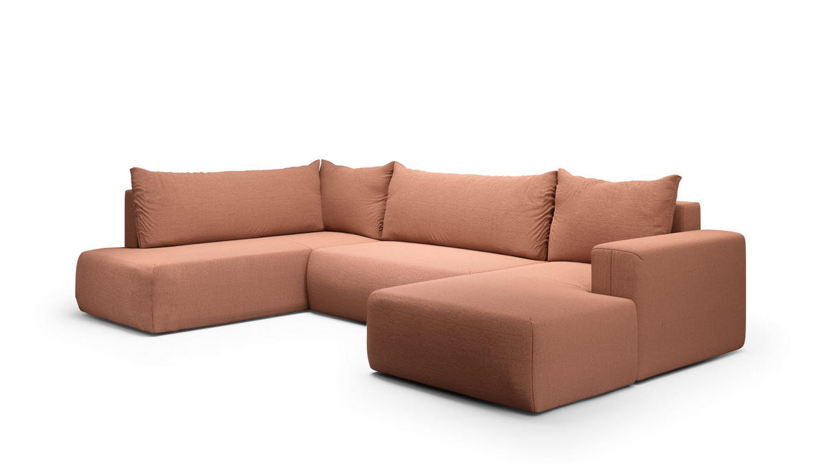 ECKSOFA aus Polyester Revolto U XL 8 Sitzer, Orange (Aragon 56) - Orange, Textil (335/200cm) - Meblito