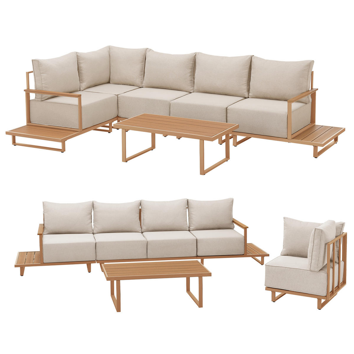 GARTENLOUNGE Malibu modular Beige - Beige, Metall - SVITA