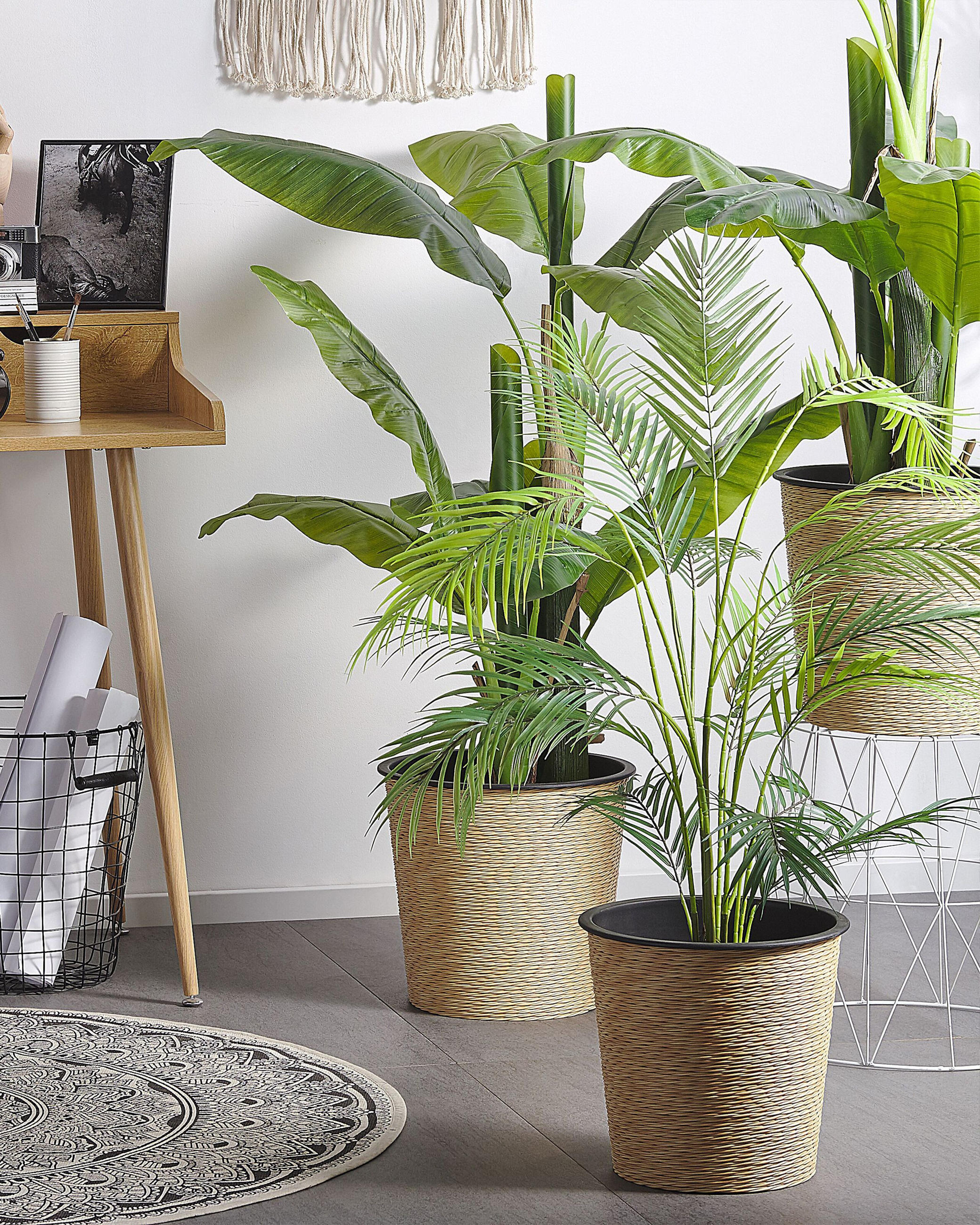 KUNSTPFLANZE im Blumentopf 124 cm Grün/Schwarz Areca Palm - Schwarz/Grün, Kunststoff (124cm) - Beliani