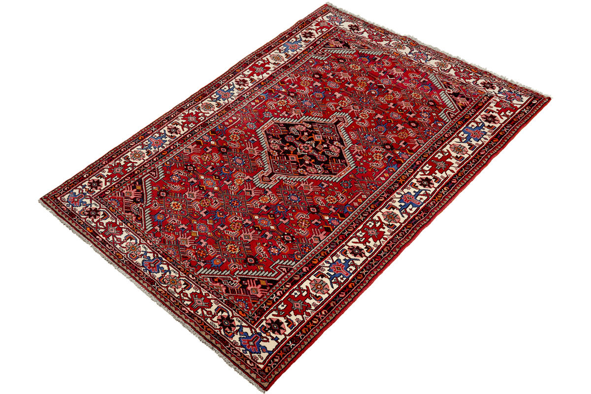 ORIENTTEPPICH handgeknüpft Assadabad Rot 245/136 cm Schurwolle - Rot, Textil (136/245cm) - Looma