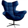 SESSEL SENSI Relaxstuhl mit 360° Drehung und Schwingfunktion – Lux-Schaumkissen, Blau, 104x46x119 cm - Blau/Schwarz, Holz/Textil (104/119/84cm) - DomoHome