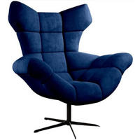 SESSEL SENSI Relaxstuhl mit 360° Drehung und Schwingfunktion – Lux-Schaumkissen, Blau, 104x46x119 cm - Blau/Schwarz, Holz/Textil (104/119/84cm) - DomoHome