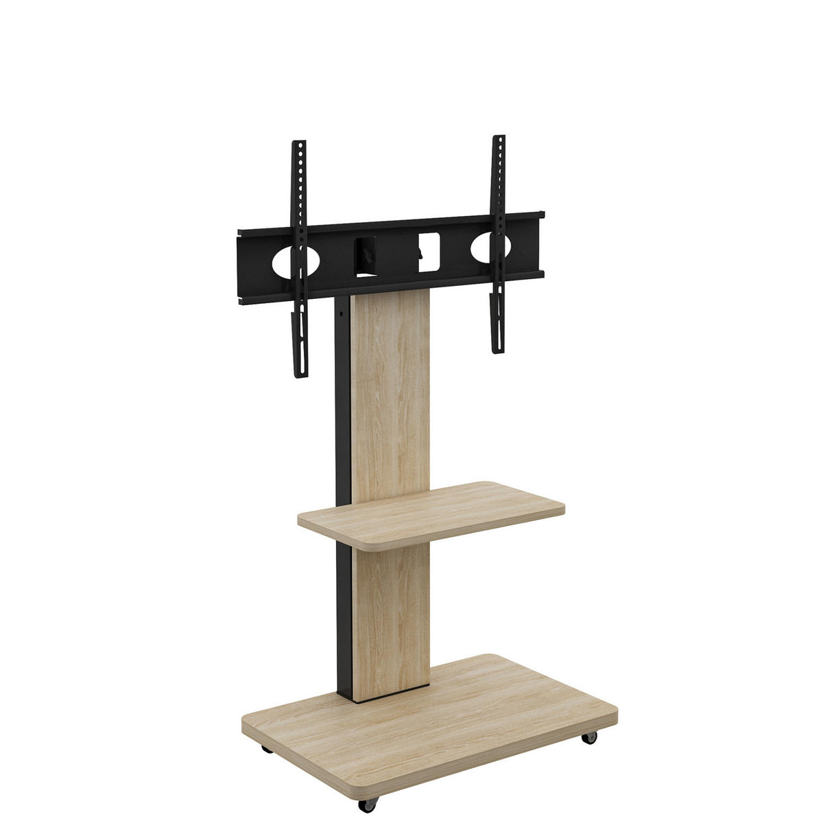 TV-STÄNDER aus MDF und Metall 60x40x150 cm Naturfarben höhenverstellbar mit Rollen und schwenkbarer Halterung - Hellbraun, Holzwerkstoff (60/150/40cm) - Modfu
