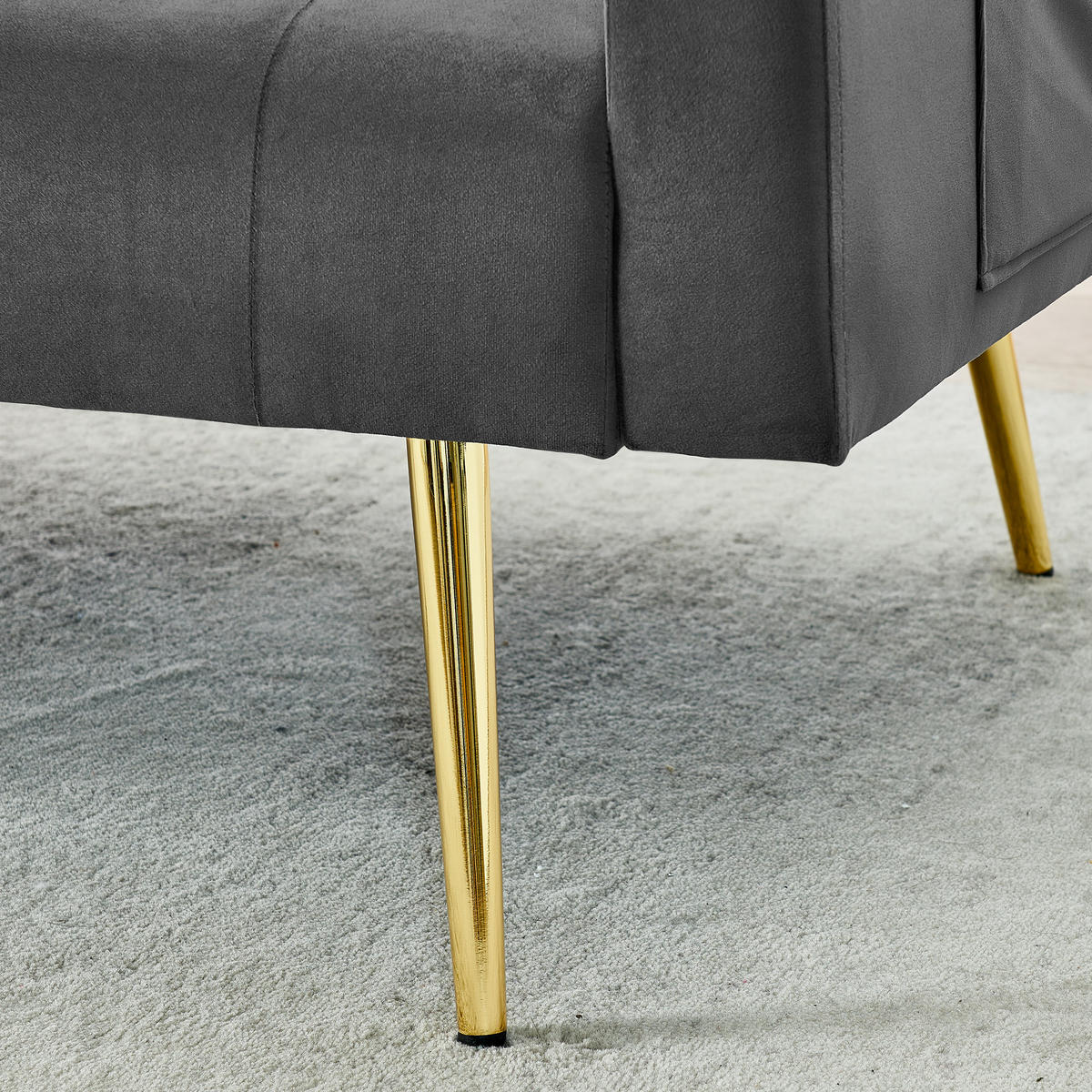 SOFA 2-Sitzer mit verstellbarer Rückenlehne Grau Samt - Grau, Holzwerkstoff (177/74/80cm) - Meubliv