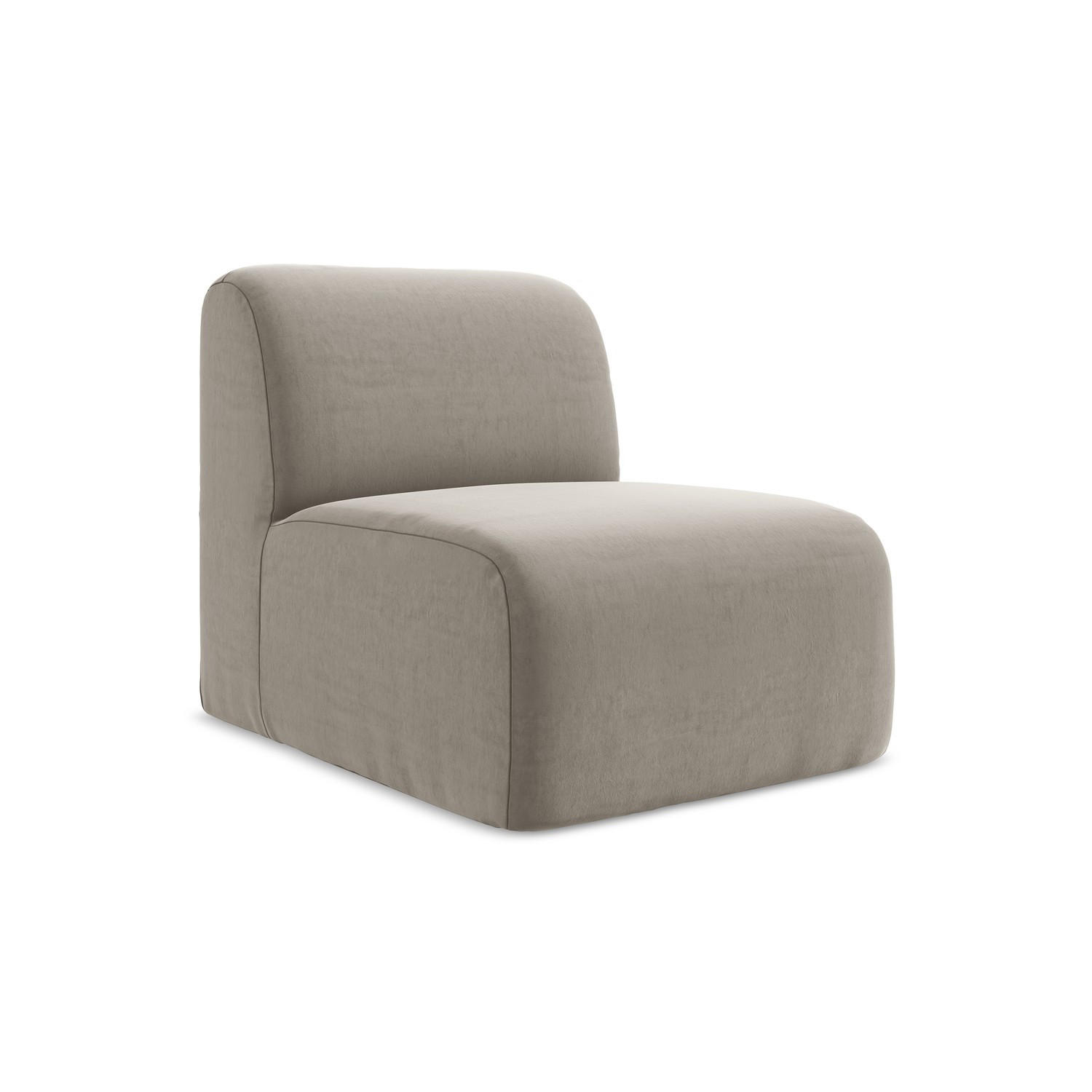 SOFAELEMENT Samt Stoff Grau - Taupe/Schwarz, Holzwerkstoff/Kunststoff (70/75/94cm) - LaMiaSofa