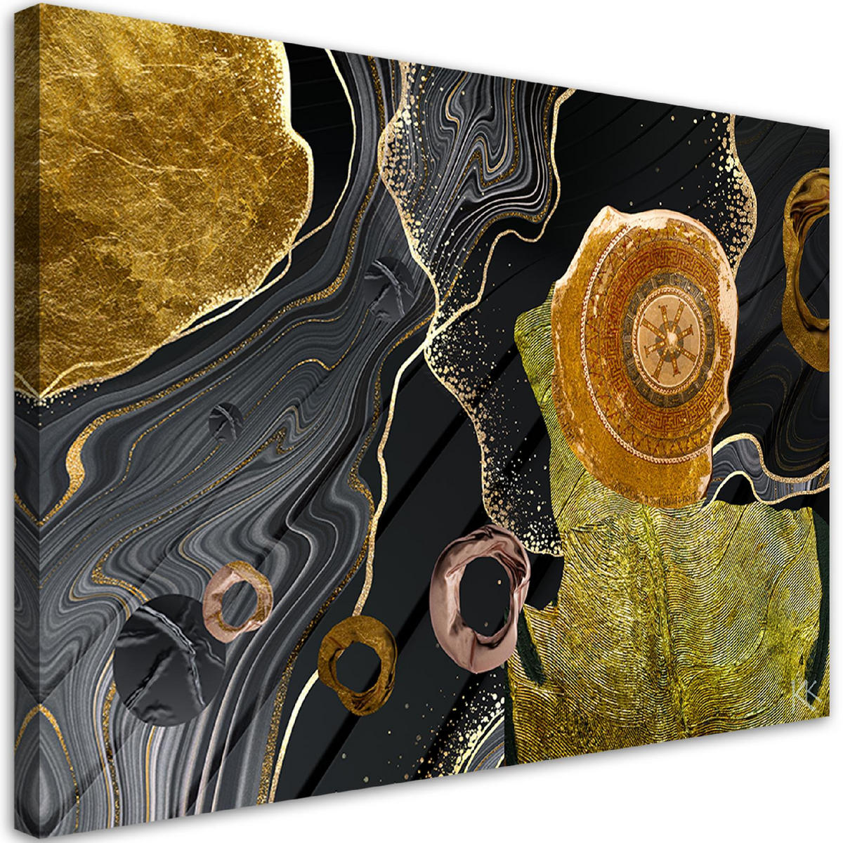 LEINWANDBILD Marmor Textur Abstrakt - Goldfarben, Textil (90/60cm) - Feeby