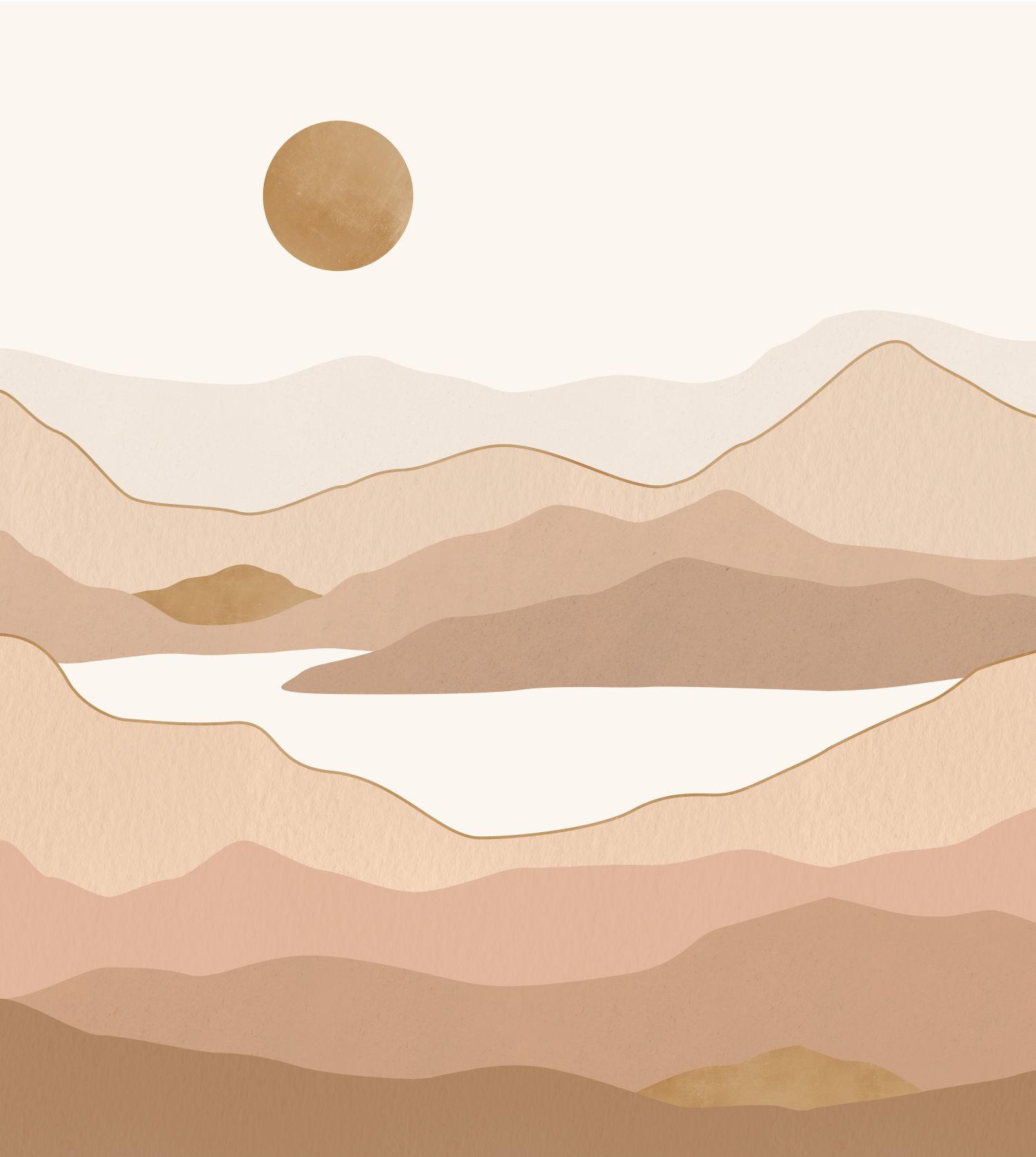 FOTOTAPETE Wüstenlandschaft 250 x 279 cm - Braun, Papier (250/279cm) - ESTAhome
