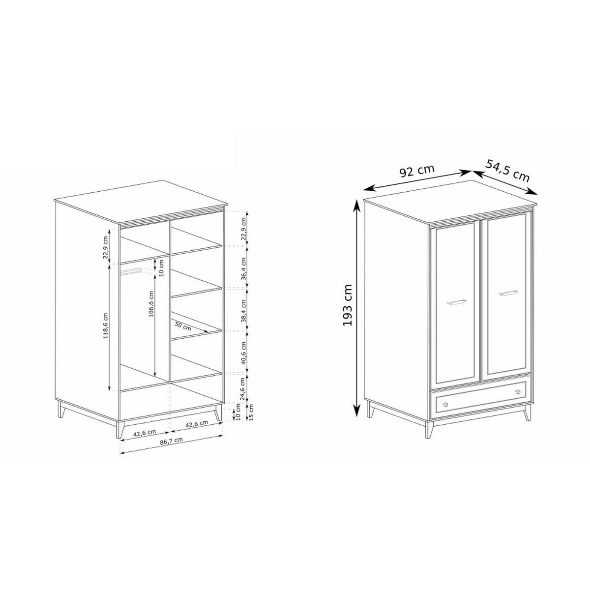 DREHTÜRENSCHRANK Charlott mit 1 Schublade und 2 Türen - Kaschmir/Eichefarben, Holz/Holzwerkstoff (92/193/54.5cm) - Beautysofa