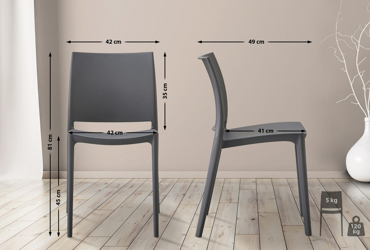 STÜHLE Merle - 2er Set dunkelgrau - Grau, Kunststoff (42/81/49cm) - TPFGarden