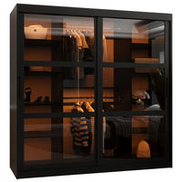 SCHWEBETÜRENSCHRANK 200/180/62 2-türig - Schwarz, Holz/Kunststoff (180/200/62cm) - Abiks Möbel