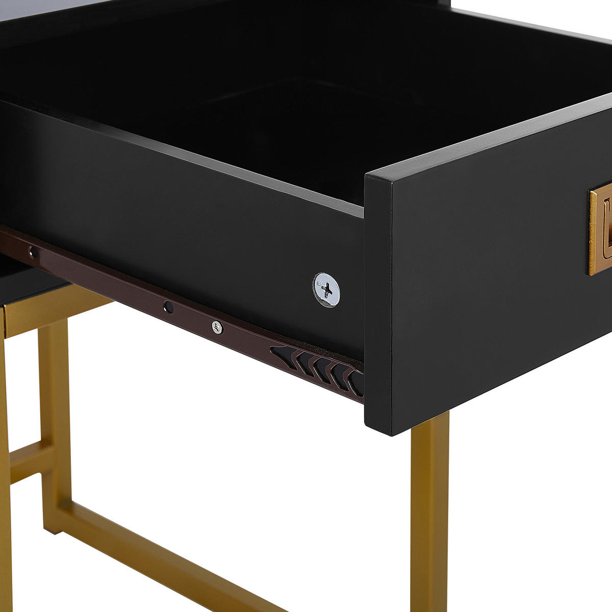 BEISTELLTISCH schwarz/gold 1 Schublade quadratisch 40/40/57 cm Largo - Goldfarben/Schwarz, Holzwerkstoff (40/40/57cm) - Beliani