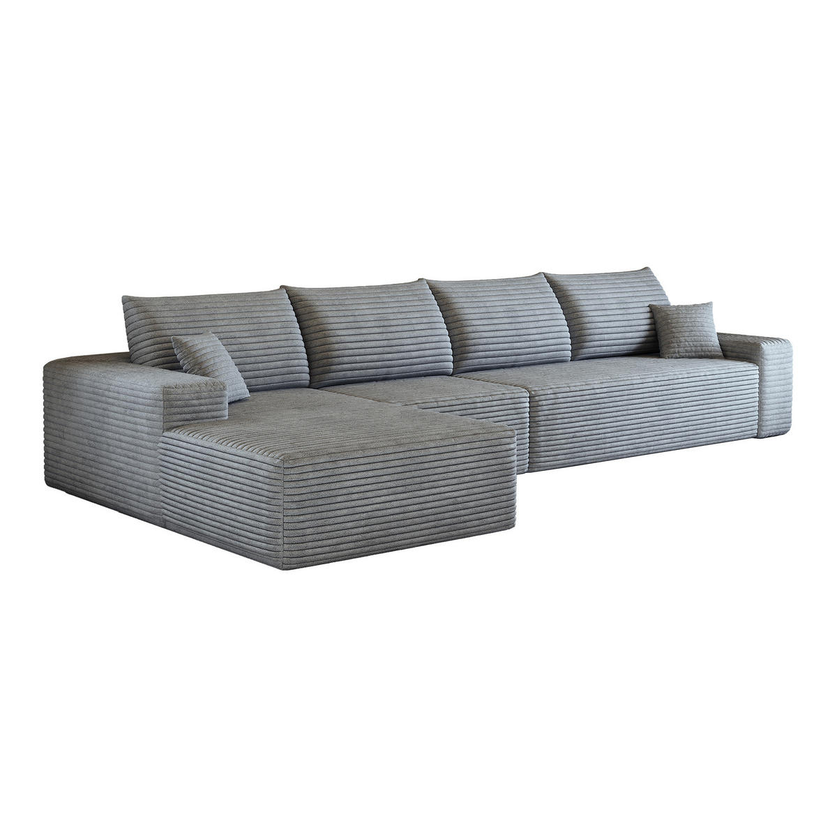 ECKSOFA DE-34857 3-Sitzer Chaiselongue links Grau - Grau, Textil (175/270cm) - ComfortXL