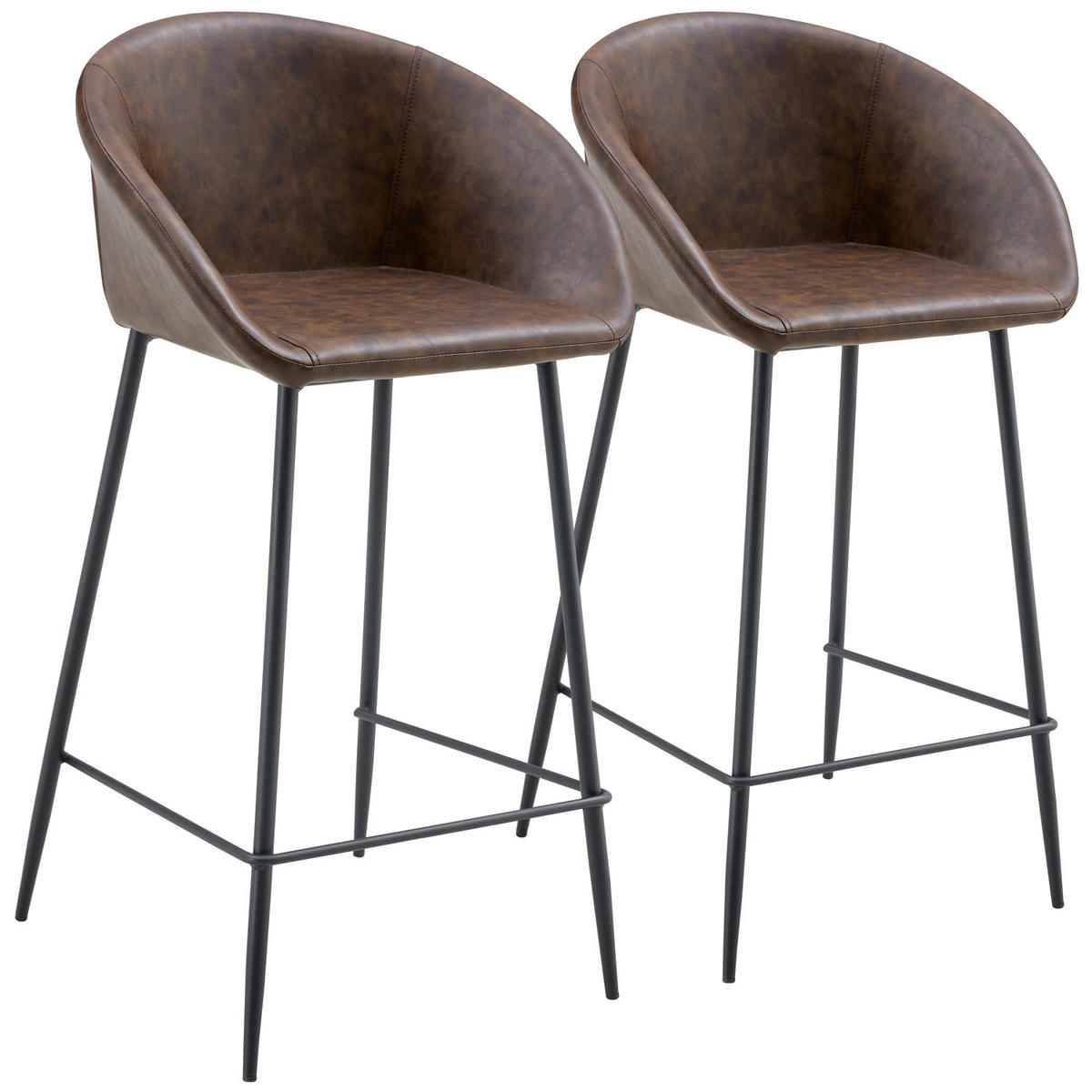 BARHOCKER Achille Braun 2er-Set - Braun, Kunststoff (52/91/59cm) - Happy Garden