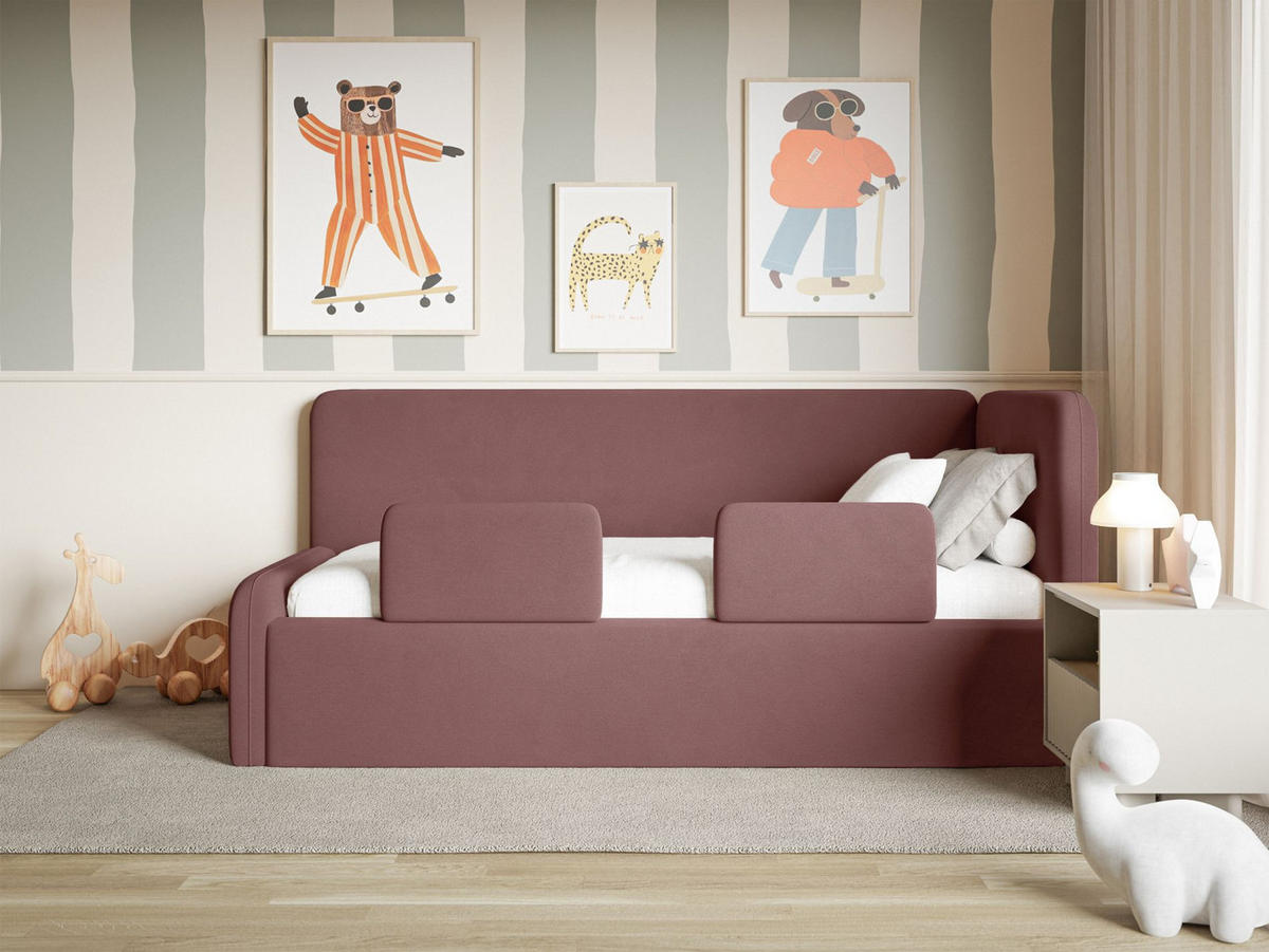 KINDERBETT Fanko Samt Rosa 90x200 cm - Pink/Schwarz, Kunststoff/Textil (90/200cm) - Selsey