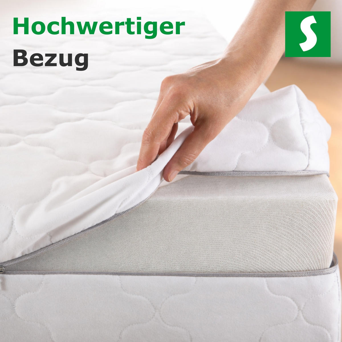 MATRATZE 80x200 mit Taschenfederkern 21 cm Höhe - H2 H3 - 7-Zonen - Weiß, Textil (80/200cm) - Schlaftroll