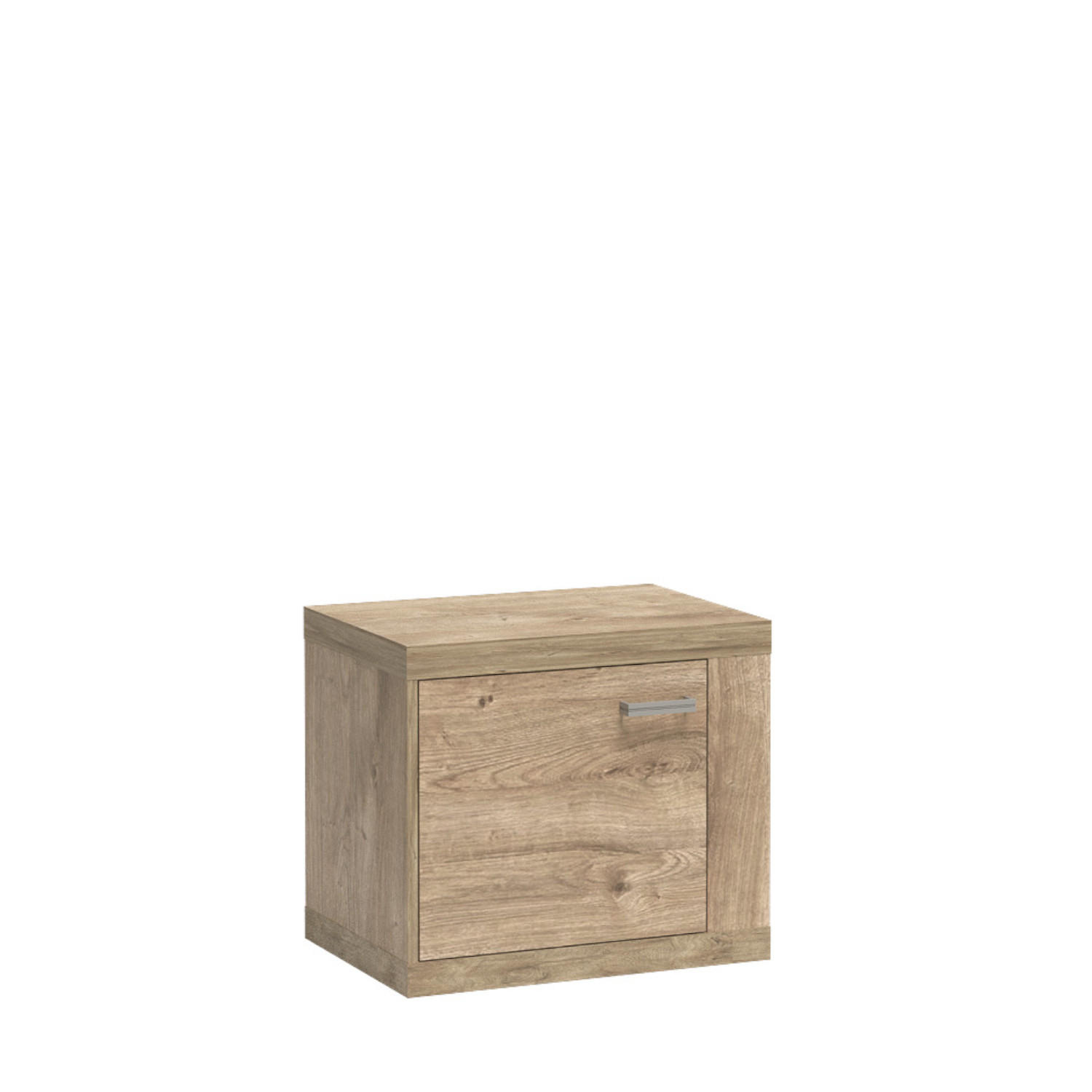 NACHTTISCH BALESTRAND N18 Metallgriffe Eiche - Eichefarben/Silberfarben, Glas/Holzwerkstoff (57/51/41cm) - Komodee