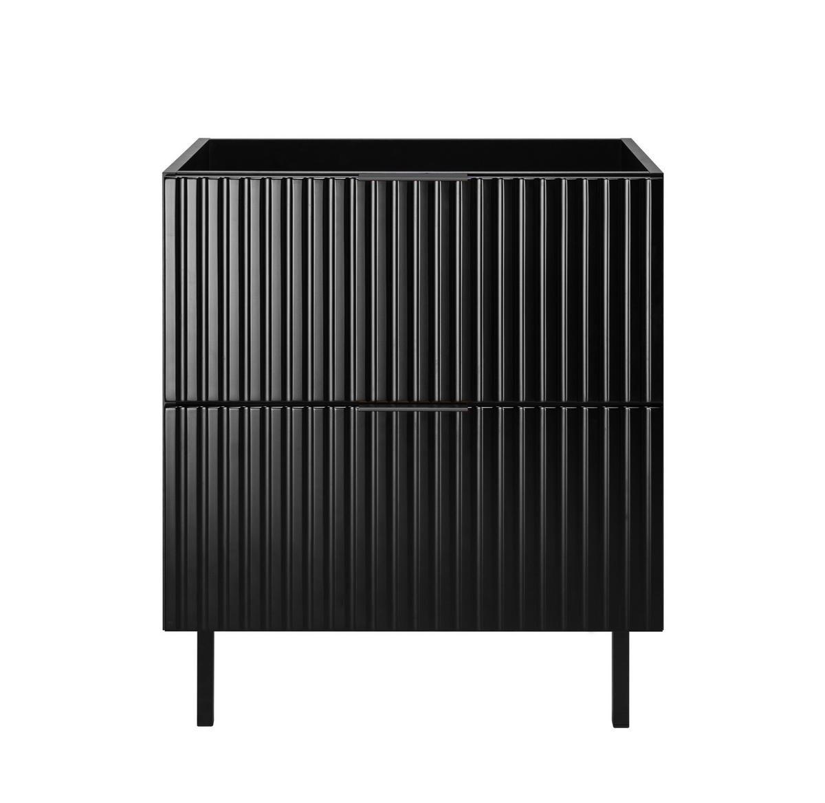 WASCHBECKUNTERSCHRANK, Schwarz, 60 x 77 x 46 cm, schwarzer Griff, schwarze Beine, ohne Arbeitsplatte - Schwarz, Holzwerkstoff (60/77/46cm) - 3XE LIVING