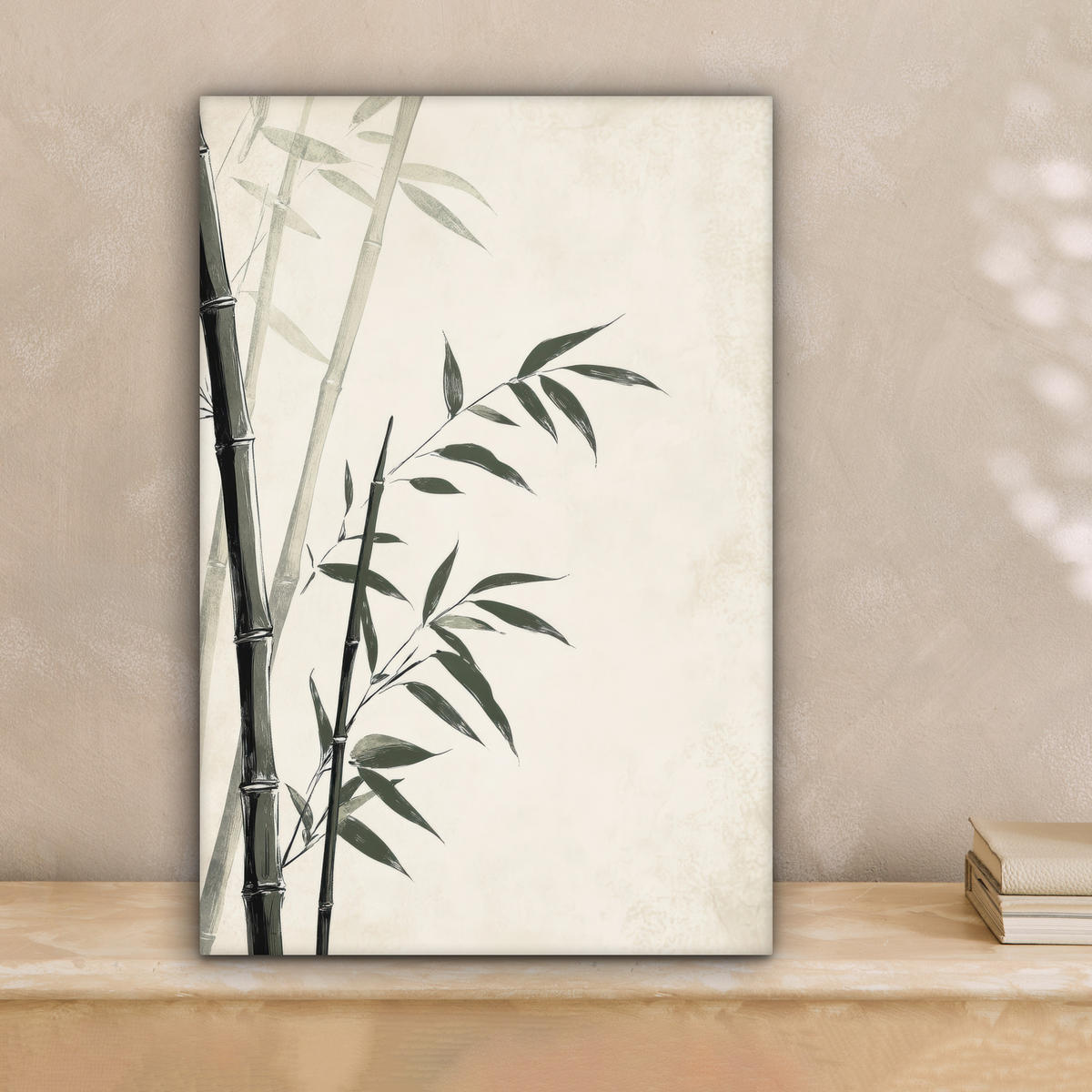 LEINWANDBILD Japandi - Bambus - Beige 20x30 cm - Eukalyptusholzfarben, Textil (20/30cm) - MuchoWow