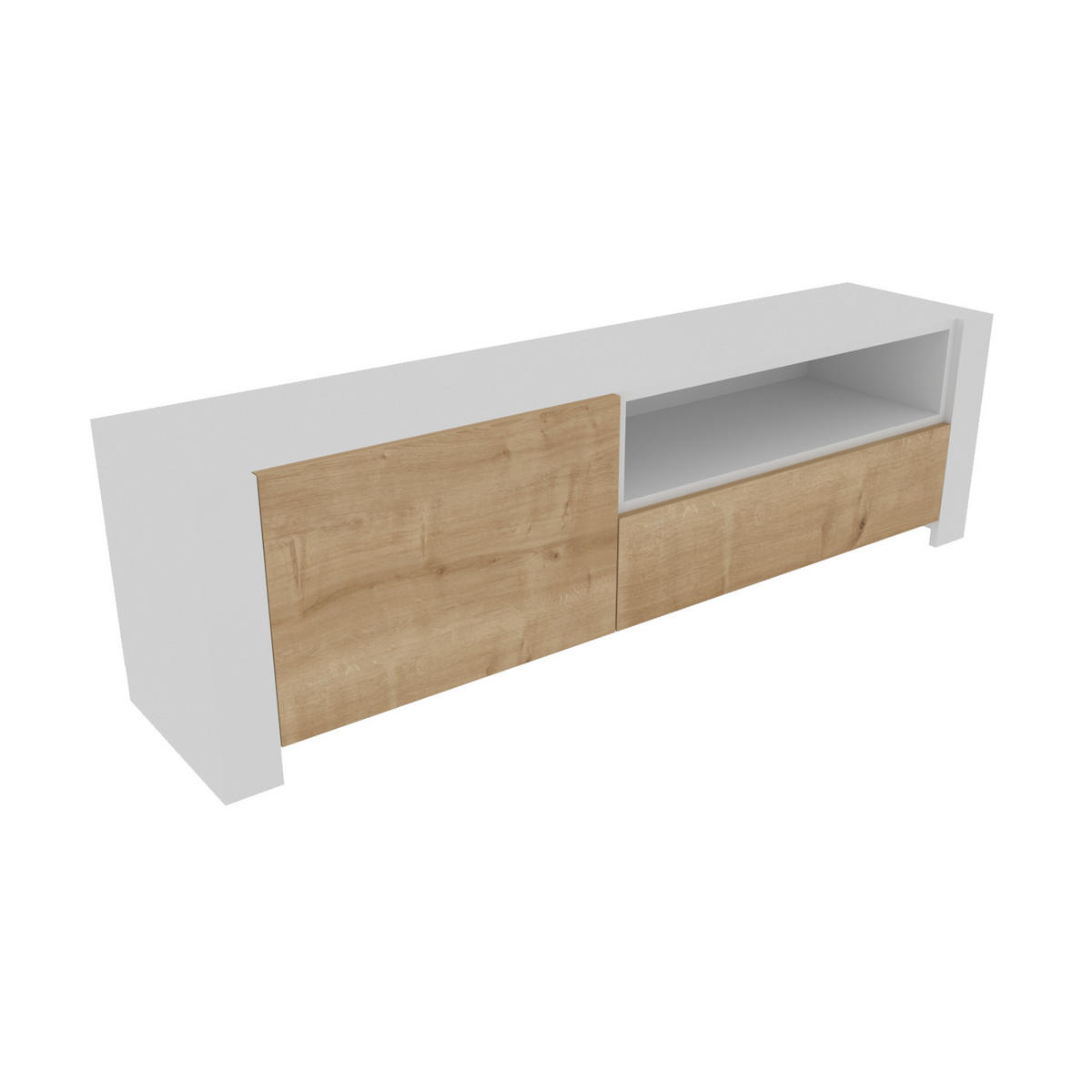 TV-ELEMENT Piedmont Weiße Eiche - Weiß/Eiche Artisan, Holzwerkstoff (160/46/36.8cm) - Decorotika