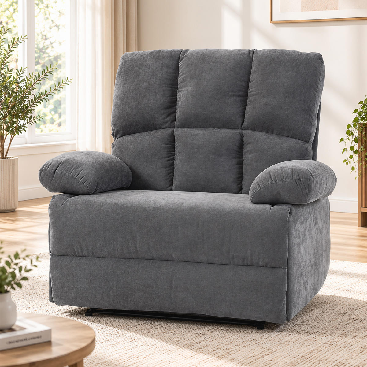 RELAXSESSEL Polyetser Grau - Schwarz/Grau, Textil/Metall (90/107/120cm) - HOMCOM