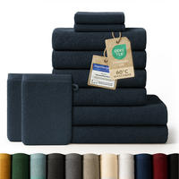 HANDTUCH 8-teilig, 2x Badetuch 70/140 + 4x Handtuch 50/100 + 2x Gästetuch 30/30 + 2x Waschlappen 15/20 cm, Dunkelblau - Dunkelblau, Textil (70/140cm) - Blumtal