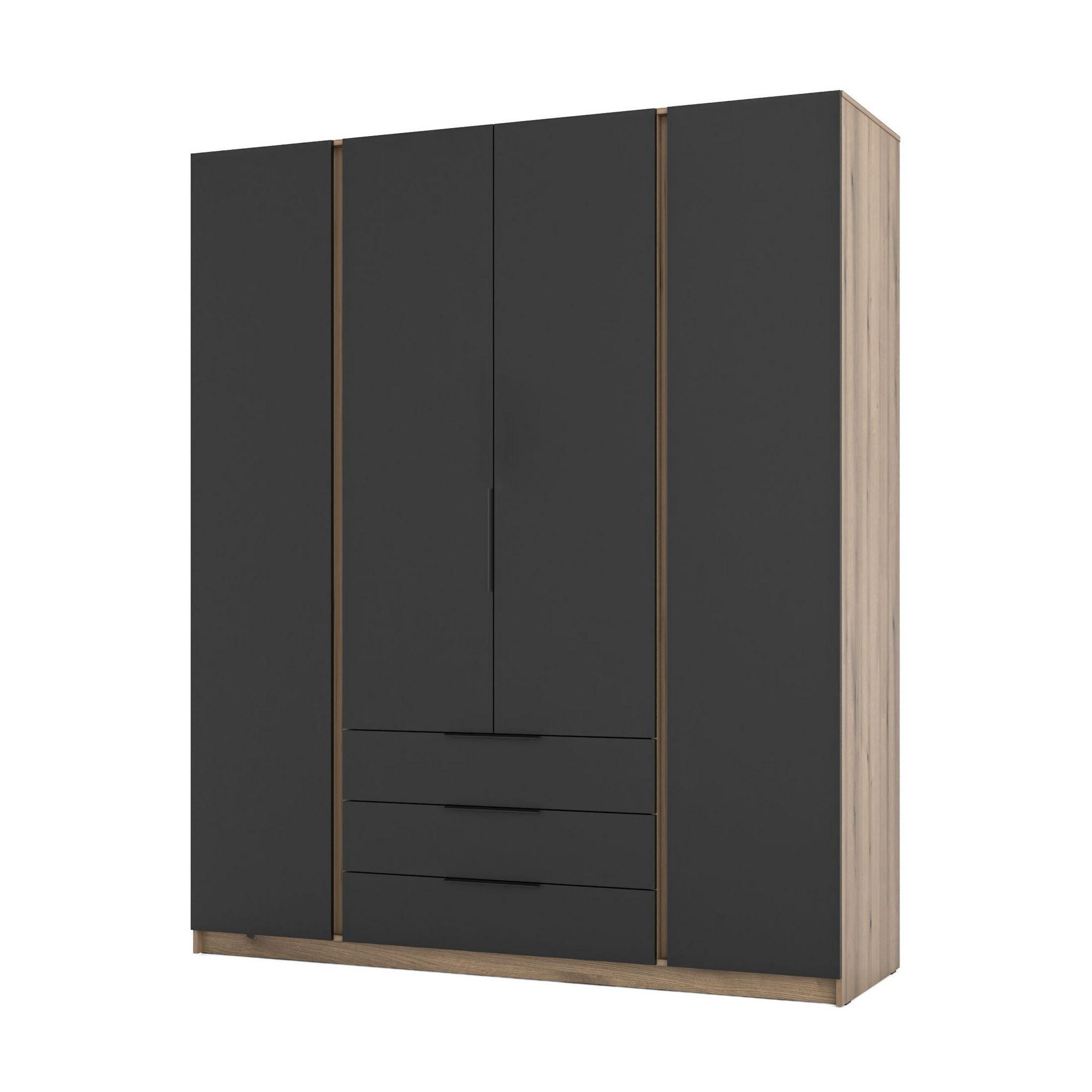 DREHTÜRENSCHRANK CAGLIARI 200/239/61,9cm 4-türig Goldfarben - Goldfarben/Schwarz, Holzwerkstoff (200/239/61.9cm) - MASSENO