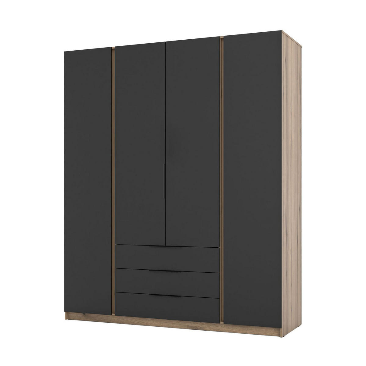 DREHTÜRENSCHRANK CAGLIARI 200/239/61,9cm 4-türig Goldfarben - Goldfarben/Schwarz, Holzwerkstoff (200/239/61.9cm) - MASSENO