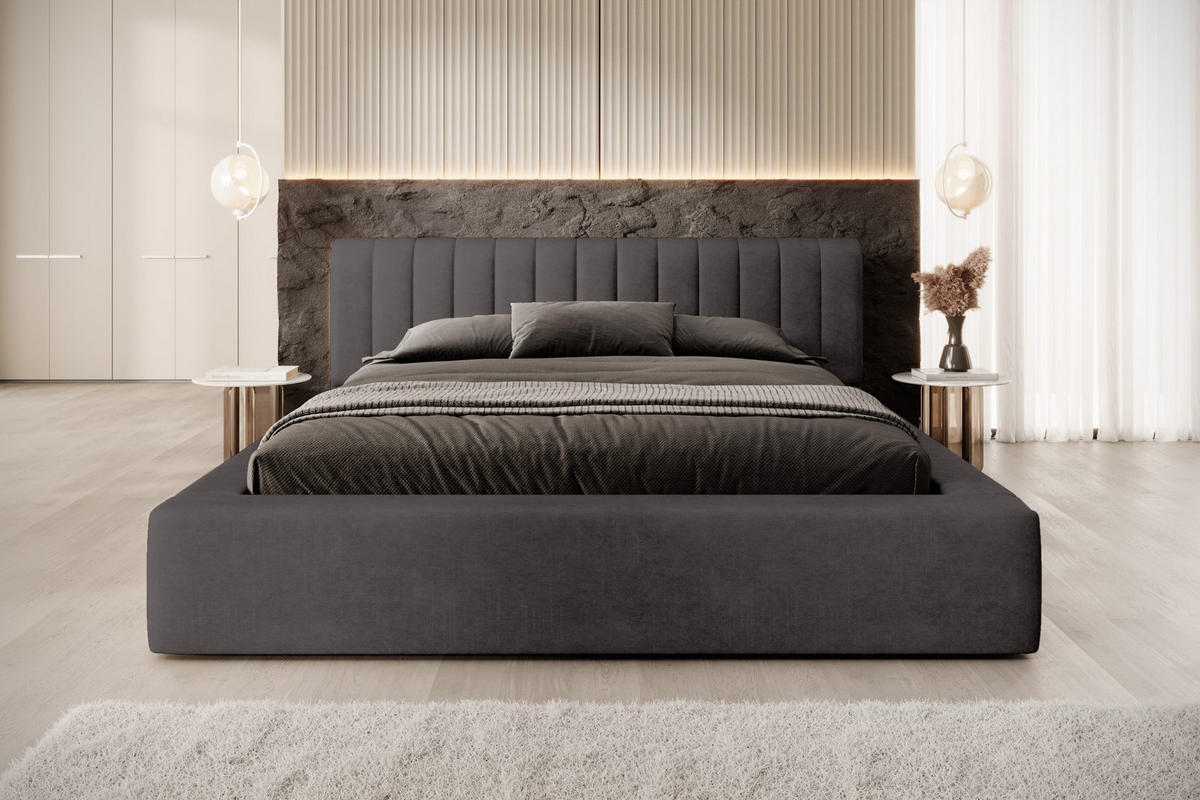 POLSTERBETT aus Polyester Vurmat 140x200 cm, Athracite - Anthrazit, Textil (140/200cm) - Fedve