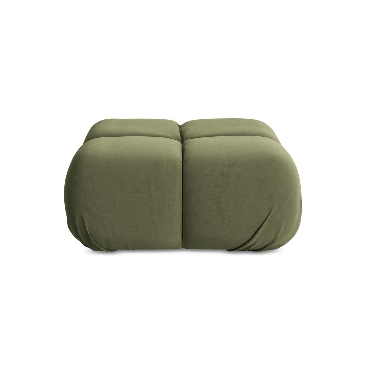 POUF Samt Stoff Grün - Schwarz/Olivgrün, Kunststoff/Textil (95/41/95cm) - LaMiaSofa