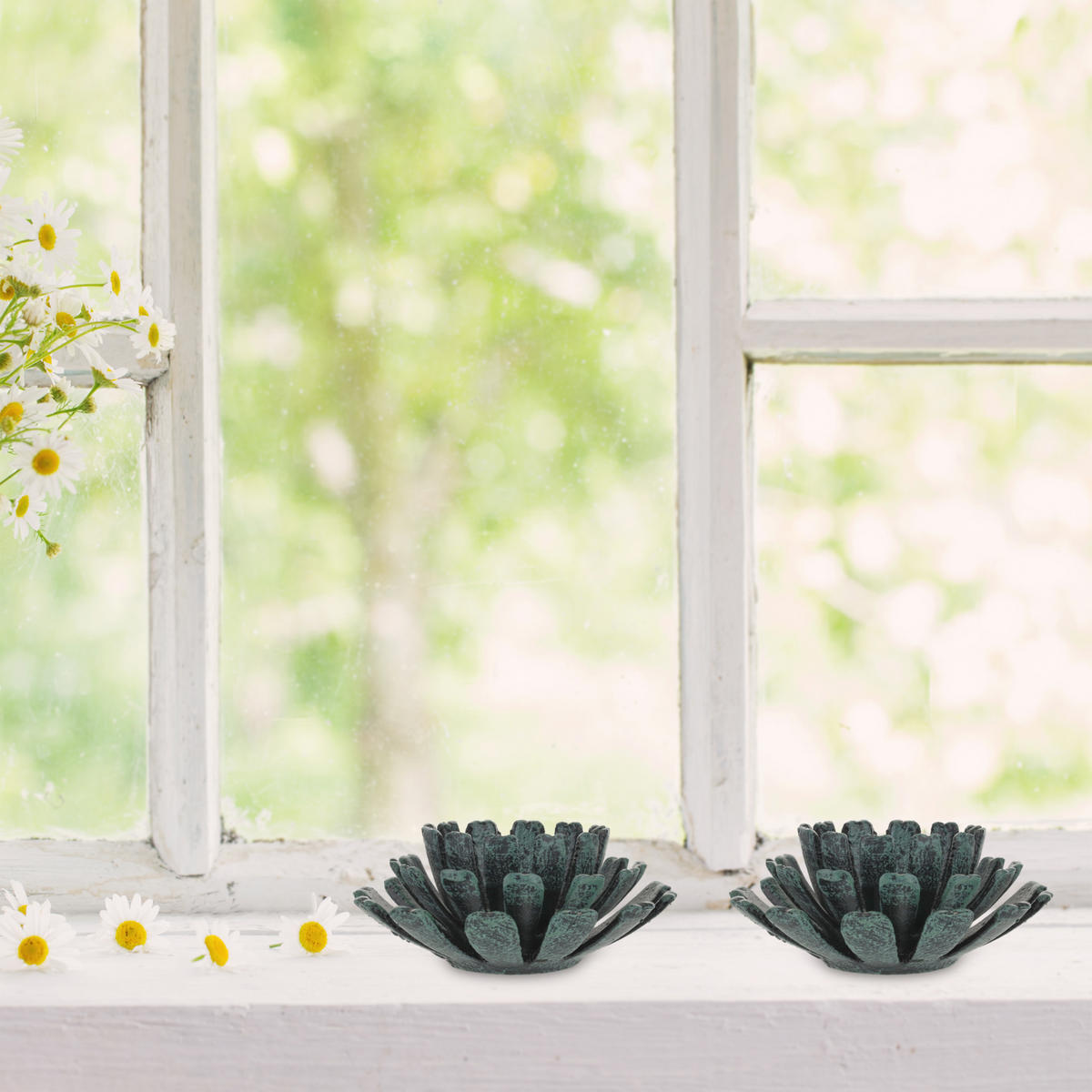 2xTEELICHTHALTER - Smaragdgrün, Metall (6cm) - Relaxdays