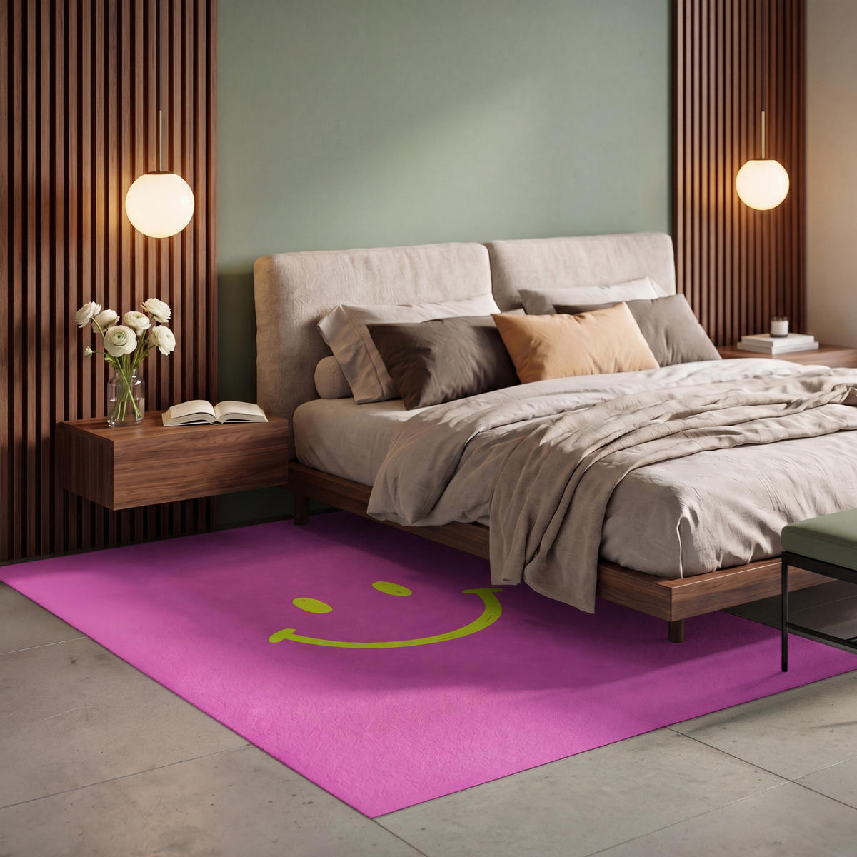TEPPICH - Smiley - Fröhlich - Rosa - 150x230 cm - Pink, Kunststoff/Textil (150/0.4cm) - OnlyWow