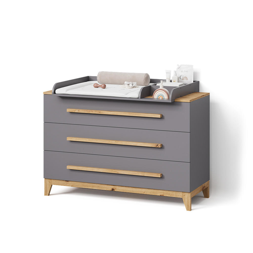 Livinity® Wickelkommode Grau, Eiche Artisan 133x98x70 cm
