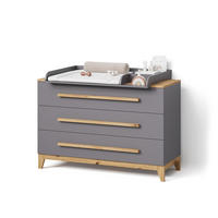 WICKELKOMMODE Mailo Grau/Artisan XL mit 3 Schubladen - Eiche Artisan/Grau, Holzwerkstoff (133/98/70cm) - Livinity®