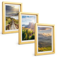 BILDER SET 3er Set - 20x30 cm Goldrahmen - Berglandschaft mit Blumen - Goldfarben, Kunststoff (20/30cm) - TULUP