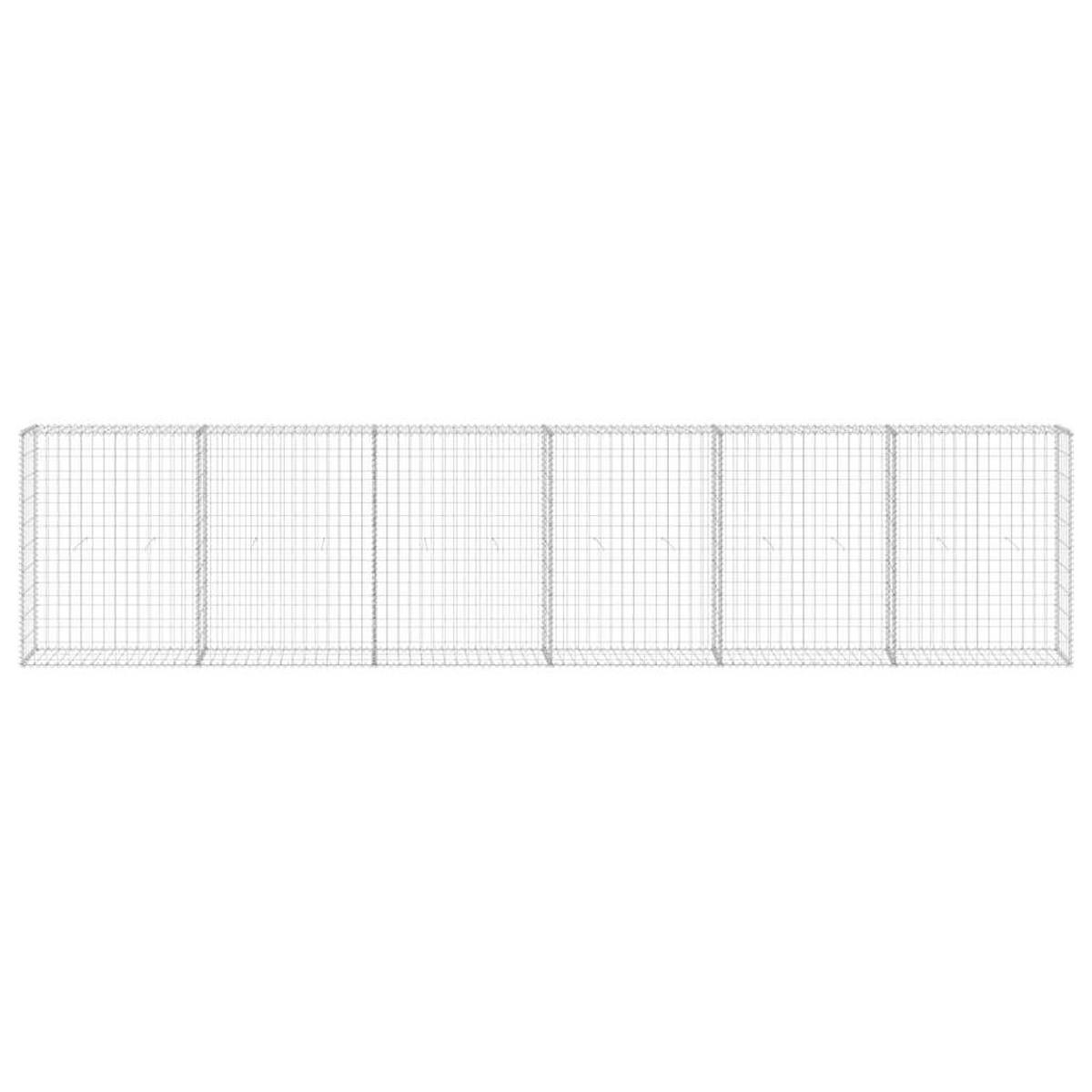 GARTENZAUN, Gabionenkorb mit Abdeckung, 300/30/100 cm, aus Verzinkter Stahl - Silberfarben, Metall (30/100cm) - vidaXL