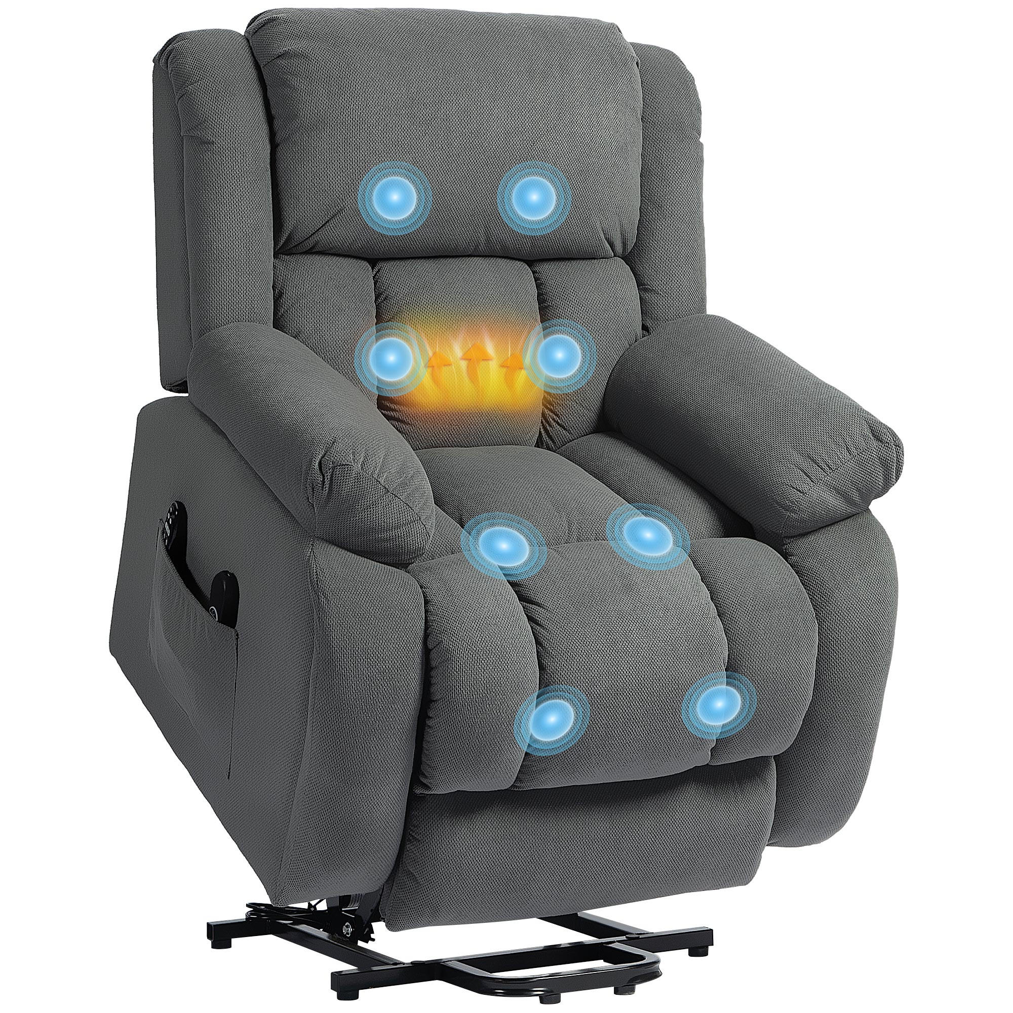 MASSAGESESSEL DE-06386 Mit Massage- & WäRmefunktion, elektrische Aufstehhilfe, 150° neigbar Grau - Grau, Metall (104/100/93cm) - ComfortXL